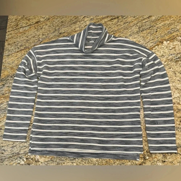 J Crew Sweater Women’s Size XS Blue White Stripes Cowl Neck Oversized Casual - Picture 2 of 10